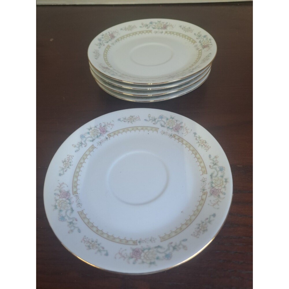 Swt Of 5 1980s Baum Bros. Ming Floral China Saucers 1599